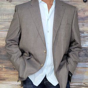 Magee Ireland Working Cuffs Wool Dual Vents Brown Stripped Blazer Jacket 44R